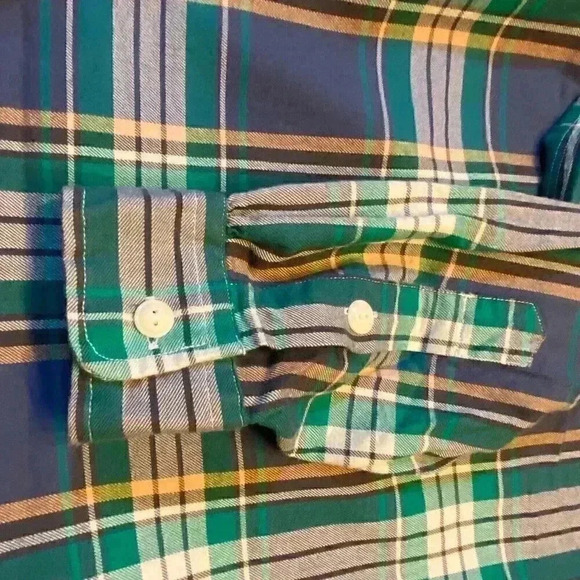 Polo Ralph Lauren Mens Workshirt SMALL Blue/Green Plaid Classic Fit Cotton Twill - Picture 6 of 10